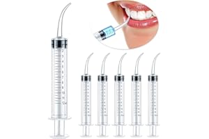 AOMIGT 12ML Kunststoff Curved Spritze,6 Stück Einweg Dental Spritze,Zahnspritze Kunststoff Dental,Dental Irrigation Spritze mit Gebogener Spitze für Die Zahnpflege,Kleberfüllung, Heimtiere Pflege