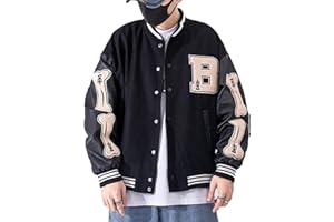 Moshtashio Giacca Uomo da Baseball Varsity Jacket Vintage Cappotto Unisex Lettera Felpa Motociclista Giubbotto da Coppia
