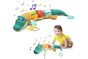 WISHTIME Baby Toys 0-6 Months,Musical Sensory Toys for Babies 6-12 Months Baby Gifts 6-12 Months Montessori Toys for Babies Newborn Toys 0-3 Months Baby Essentials for Newborn Toddler Toys, Crocodile
