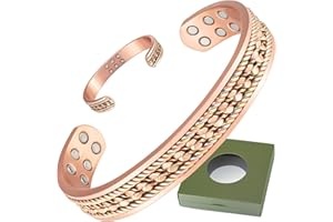 Wollet Bracelet magnétique pour femme, bracelet en cuivre avec aimants, avec 18 aimants puissants dans une boîte cadeau (CPB-2806 x 18)