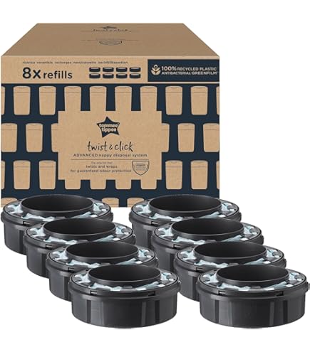 Tommee Tippee Twist And Click Advanced Nappy Bin Starter Set, Eco