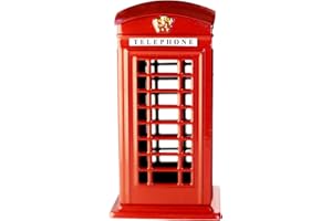 SAJAK London Red Telephone Money Box Piggy Bank Coins Jar Cash Safe Money Banks Phone Booth Metal Home Decoration Souvenir Keepsake Kiosk (S)