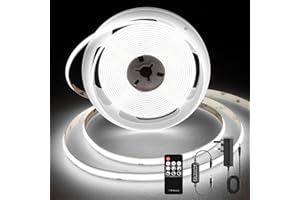 TTWAY COB LED Strip Lights, Dimmable LED Strip Kit 6000K, Super Bright 24V LED Tape Lights CRI90+ with RF Remote and UKCA Power Supply for DIY Home Decoration, 2M, 960LEDs, Cool White.