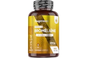 WEIGHTWORLD Bromelaine Gélules 650 mg (2500 UDG/g), 180 Gélules, 6 Mois d'Apport, avec Enzymes Digestives Dérivée de la Tige d'Ananas, Source de Manganèse, Cuivre, Vitamine C - Vegan & sans Stéarate de Magnésium