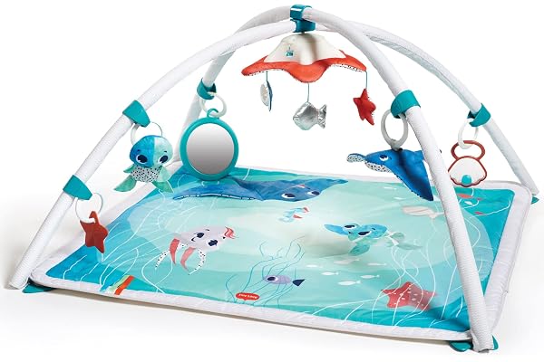 Tiny Love Tapis d'Éveil et Mobile Musical 2 en 1, Tapis d'Éveil Bébé Musical avec Arches Ajustables, dès la Naissance, Collection Treasure the Ocean
