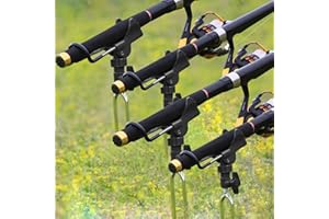 Shackcom 2pcs/4pcs Support de Canne à Pêche Porte Canne à pêche en Acier Inoxydable Réglable à 360°Ajustable Portable Support Pêche Stand pour Pêche du Bord Pêche de Plage Pêche en Rivière-Noir