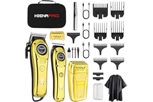 HIENA PRO Kit Barbería 3 en 1 para Hombre, Maquina de Cortar Pelo Hombre, Recortadora de Barba y Máquina de Afeitar con Pantalla LED - Inalámbrico, Accesorios y Funda Incluidos
