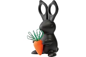 ‎QUALY Unbekannt Schreibtisch-Set Desk Bunny, Schere und Büroklammer-Halter, Kunststoff Schwarz Orange, QL10115-BK