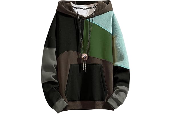 XIAOYAO Sweat à Capuche Homme Patchwork Sweatshirt Léger Pull à Capuche Homme Techwear Sport Hip Hop Décontracté