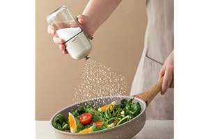 WINDFROMORT Spargispezie in vetro con coperchio aromatico, spargisale, sistema di dosaggio preciso, capacità 250 ml, bianco