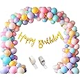 Propsicle Foil Multicolor Rainbow Theme Pastel Balloon Round Arch Tape Glue Dot Combo Set Birthday Party Decoration Golden Banner - Pack Of 53