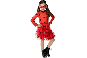 RUBIE'S Miraculous Officiel - Déguisement Robe Tutu Ladybug pour Enfant sans Masque - Taille Unique 5-8 ans. Idée Cadeau pour Carnaval, Halloween ou Anniversaire LadyBug Miraculous