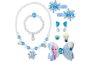 BJPERFMS Conjunto de Collar Frozen 8 Pezzi, Conjunto de Joyas Frozen, Frozen Collares Niña, Pulsera Frozen, Collar Frozen, Pendientes, Anillos, Horquilla, Frozen Accesorios, para Niños y Niñas