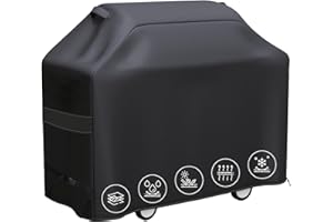 MALOROY BBQ Covers Waterproof Heavy-Duty Large, 58 Inch Premium Oxford Fabric Barbecue Cover, Windproof, Rip-Proof Outdoor Gas BBQ Cover for Weber, Brinkmann, Char-Broil (147x61x119 cm, Black)