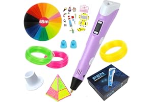 N NUEVAS IDEAS Stylo 3D de précision | Kit Complet avec 45 m de Filament PLA (15 Couleurs) et 3 Couleurs Fluorescentes | Vitesse réglable | Outil pour travaux manuels et réparations. Sac DE Transport Inclus