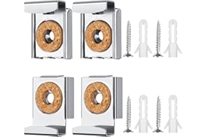 Caianwin 4 fissaggi per specchi senza cornice, staffe con tasselli e viti, clip a specchio con molla adatte per bagno e toilette