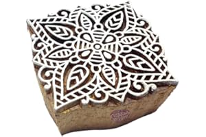 Royal Kraft Étnico Cuadrado Mandala Forma Madera Sellos Textil Bloque - Bricolaje Alheña Tela Textil Papel Arcilla cerámica Bloque Impresión Sello