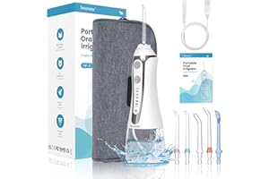 Femometer Jet Dentaire Hydropulsuer et Irrigateurs Oral, Detartreur Dentaire Professionnel avec 5 Modes de Pression d'eau et 5 Embouts Remplaçables, Rechargeable et Étanche IPX7, Réservoir 300ML