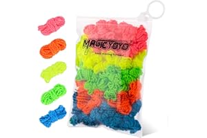 SHUNGRU Professionelle Yoyo Saiten 50er Pack, weiche 100% Polyester Yoyo Saite für Responsive und Unresponsive Yoyos, Blau, Grün, Pink, Gelb, Orange Farbe