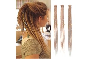 Dsoar Clip In Dreadlock Extensions 20 Inch 3PCS Fatto a Mano 0,6 cm Dreads Sintetico con Clip Morbido Crochet Loc Estensioni(24#)