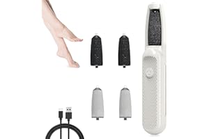 SJACXANM Pedicure Elettrico Professionale Piedi, Rimuove Calli Piedi Elettrico, Lima per Piedi Talloni Elettrica Ricaricabile, Pelle Secca Cura Talloni Screpolati, Pedicure Casalingo 4 Rulli Intercambiabili