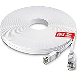 20m Ethernet Cable, GLCON CAT 6 Flat Internet Cables High Speed 1000Mbps RJ45 Compatible with Cat.5e Cat.6 Network Cable for 