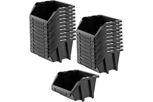 KADAX Lot de 20 boîtes de rangement en plastique PP - Différentes tailles et couleurs - Noir - 272 x 238 mm