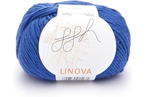 ggh Linova - 039 - azul medio - Algodón con lino para tejer y hacer ganchillo