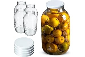 KADAX Set med 4 runda konserveringsburkar av Weck-glas, 5 l, kan sättas in med skruvlock, för sylt och konserver