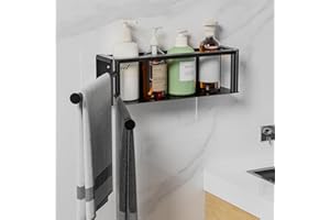 AIRUJIA Swivel Towel Rail, Wall Mounted Towel Rack Holder With 2 Swivel Bars, Towel Storage Holder For Kitchen, Bathroom, Toilet, Self-Adhesive Towel Rail Black