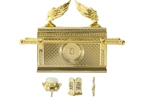 BRTAGG El Arca de la Alianza Réplica del Modelo histórico con contenidos Figura Decorativa Religiosa chapada en Oro Coleccionable Israel judaico (Escala 1:10, 17,5 cm de Largo)