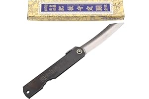 HIGO NO KAMI Couteau de Poche Pliant Artisanal Japonais Higonokami Zenkou Acier Carbone 55C et Manche Noir Couteau Estampillé Fait Main au Japon par Nagao Kanekoma HRC 58-59 (Medium)