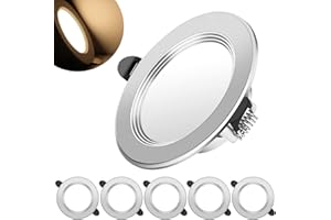 ASSTIKOO Spot LED Encastrable, 7W 700LM Equivalent 70W Incandescence AC 220-240V, Blanc Chaud 3000K Trou Φ75-95mm Encastré Lampe Plafonnier Plat Rond Pour salle de bain Cuisine Salon Couloir, Lot de 6