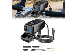 BOTEWO Prise USB Moto Etanche 12V: Chargeur USB Moto QC3.0 USB & PD Type C Accessoire Moto Prise USB Moto Avec Voltmètre et Interrupteur Marche pour 12V~24V Voiture/Camping-Car/Véhicule/Bateau