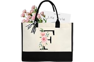 sundee Sac de plage personnalisé en toile, sac fourre-tout en toile avec poche intérieure zippée, sac fourre-tout monogrammé pour mariage, anniversaire, vacances