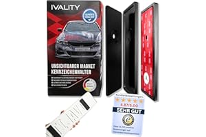 ‎IVALITY IVALITY Magnetischer Kennzeichen-Halter - Rahmenlose Nummernschild-Halterung für 1X Alu-Kennzeichen - Wechselkennzeichen Österreich - Magnet Auto-Zubehör