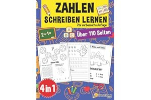 Zahlen Schreiben lernen ab 4 Jahre: Ein großer Kindergartenblock, Vorschulblock und Malbuch zum Zahlen schreiben üben. Perfekt geeignet für Kinder ab ... Mädchen - Topfit für den Schulstart, Band 7)