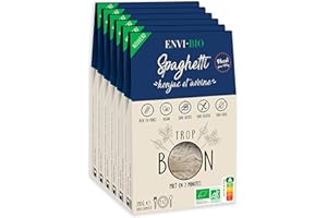 ENVI-BIO TROP BON ENVI Bio - Spaghettis de Konjac Bio- Pâtes sans gluten - Pâte Konjac & Farine d'Avoine Bio - Vegan, Gluten Free, Faible en calorie - Box de 6 paquets x 270g