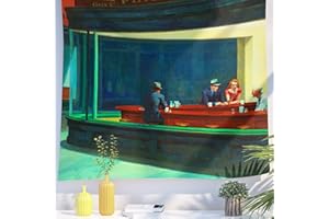 Berkin Arts Arazzo Arte Decorativo con Disegno Paesaggio, Appendere alla Parete Sfondo Estetico Estetica Notte Vintage Per il college 130 x 150 cm (Edward Hopper - Nighthawks)