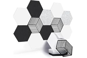 Yrendenge 12 Pack Self-adhesive Acoustic Panels, 14 X 12 X 0.4in Sound Absorbing Panels, Hexagon Sound Proof Panels, High Density Acoustic Treatment Wall Panels for Recording Studio Home Offices