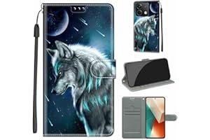 KENHONER Funda para Xiaomi Redmi Note 13 5G Carcasa, Funda para Redmi Note 13 5G Funda Libro con Tapa Piel Case Flip Cuero,Cierre Magnético Antichoque - Lobo
