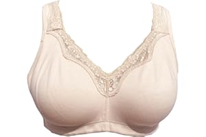BIMEI Damen-BH, Übergröße, Baumwolle, Spitze, Taschen, Mastektomie-BH, volle Abdeckung, drahtlos, nicht gepolstert