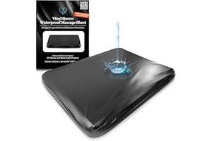‎EROTICGEL Czarne winylowe prześcieradło typu queen, wodoodporne, dopasowane prześcieradło do masażu z kieszenią boczną, ochraniacz na materac, pokrowiec na łóżko do masażu nuru, na bazie wody, bezpieczny