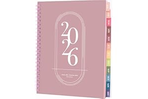 RILEYS & CO Rileys Terminplaner 2026, Studienplaner, Wochenplaner, eleganter Terminkalender 2026, Planer mit Registertabs, Notizseiten, Schulplaner, Buchkalender & Jahreskalender (Rosa, 20 x 15 cm, Deutsch)