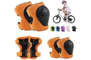XZMCAT Protection Skateboard Enfant,Protection Roller,Protection Roller Enfant,avec Protège-Poignets et Coudières,6 en 1 Adapté aux Skateboards, Patins à Roues Alignées,Cyclisme,Vélos(Orange)