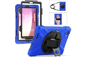 UFinetech Housse pour Lenovo Tab M8 Gen 4 2023 - Coque Renforcée TB-300FU 4th Gen, Antichoc, Support, Poignée Rotative 360°, Porte-Stylo & Sangle d'épaule Réglable, Tablette 8” HD, Enfants - Bleu