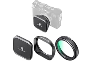 K&F CONCEPT UV Filter,Gegenlichtblende und Objektivdeckel Kompatibel mit Fujifilm Kamera X100-Serie, Kompatibel mit Fujifilm Kamera X100/X100F/X100S/X100T/X100V/X100VI -Schwarz (Nano-Xcel Serie)