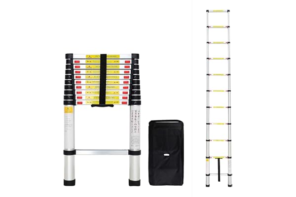 Todeco - Teleskopstege, fällbar stege - Maximal belastning: 150 kg - standard/certifiering: EN131-3,2 meter, gratis bärväska, EN 131
