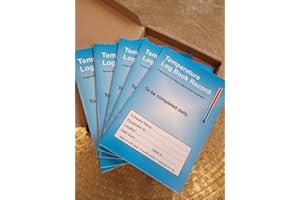 DAVE CHARLES DESIGNS pack of 5 Fridge Temperature Record Book Log Book A5 (210 X 148mm) Food and Fridge temperature recorder. 32 page. Food Hygiene information inside back page