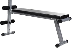 ScSPORTS® Banc de Musculation - Plat, Pliable, Réglable, Charge Max 120 kg, Acier Dossier Rembourré, avec Fixation des Jambes, Rouge/Noir - Appareil pour Abdominaux, Banc d'Entraînement Plat